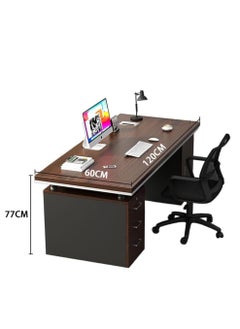 Golden Large Office Desk, 120 * 60cm Wooden Table with 3 Drawers & 1 Door for Working Study Writing and Reading, Modern Computer Desk for Home Office and Bedroom ( Black)  - Image 2