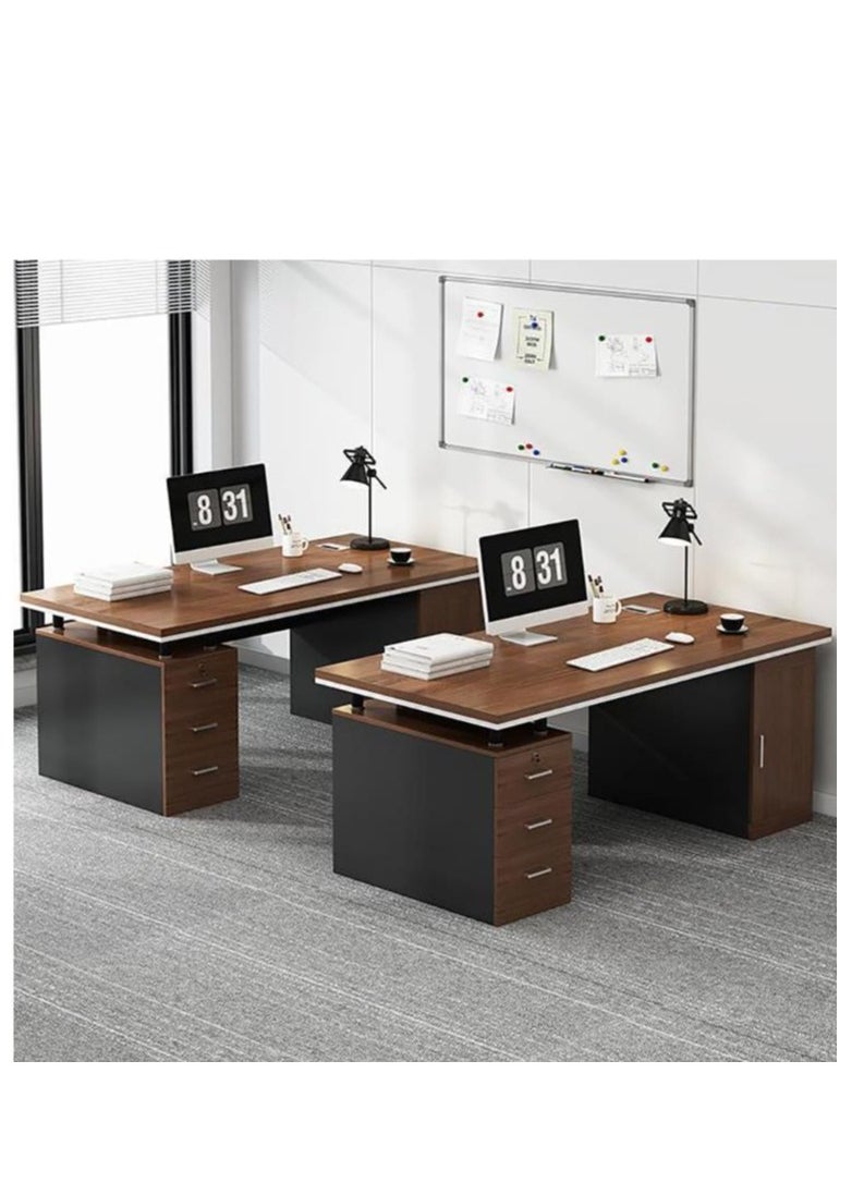 Golden - Large Office Desk, 120 * 60cm Wooden Table with 3 Drawers & 1 Door for Working Study Writing and Reading, Modern Computer Desk for Home Office and Bedroom ( Black) - Image 1
