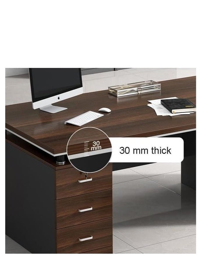 Golden - Large Office Desk, 120 * 60cm Wooden Table with 3 Drawers & 1 Door for Working Study Writing and Reading, Modern Computer Desk for Home Office and Bedroom ( Black) - Image 1