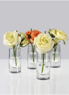 Serene Spaces Living Clear Glass Bud Vases Set Of 4 Ideal For Tablescape At Weddings Events Measures 4" Tall And 2" Diameter  - Image 3