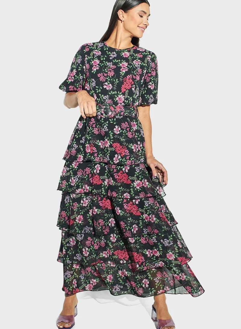 2Xtremz Floral Printed Belted Dress