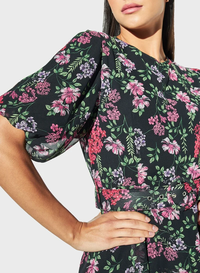 2Xtremz Floral Printed Belted Dress