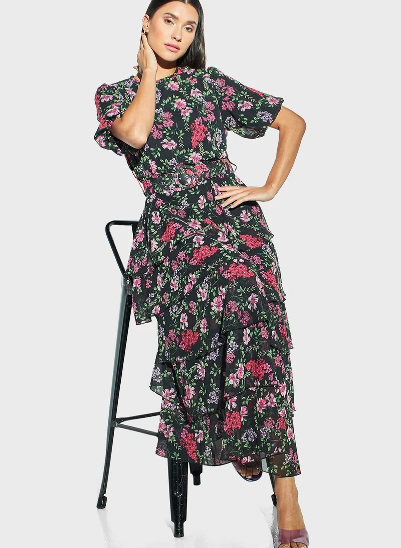 2Xtremz Floral Printed Belted Dress