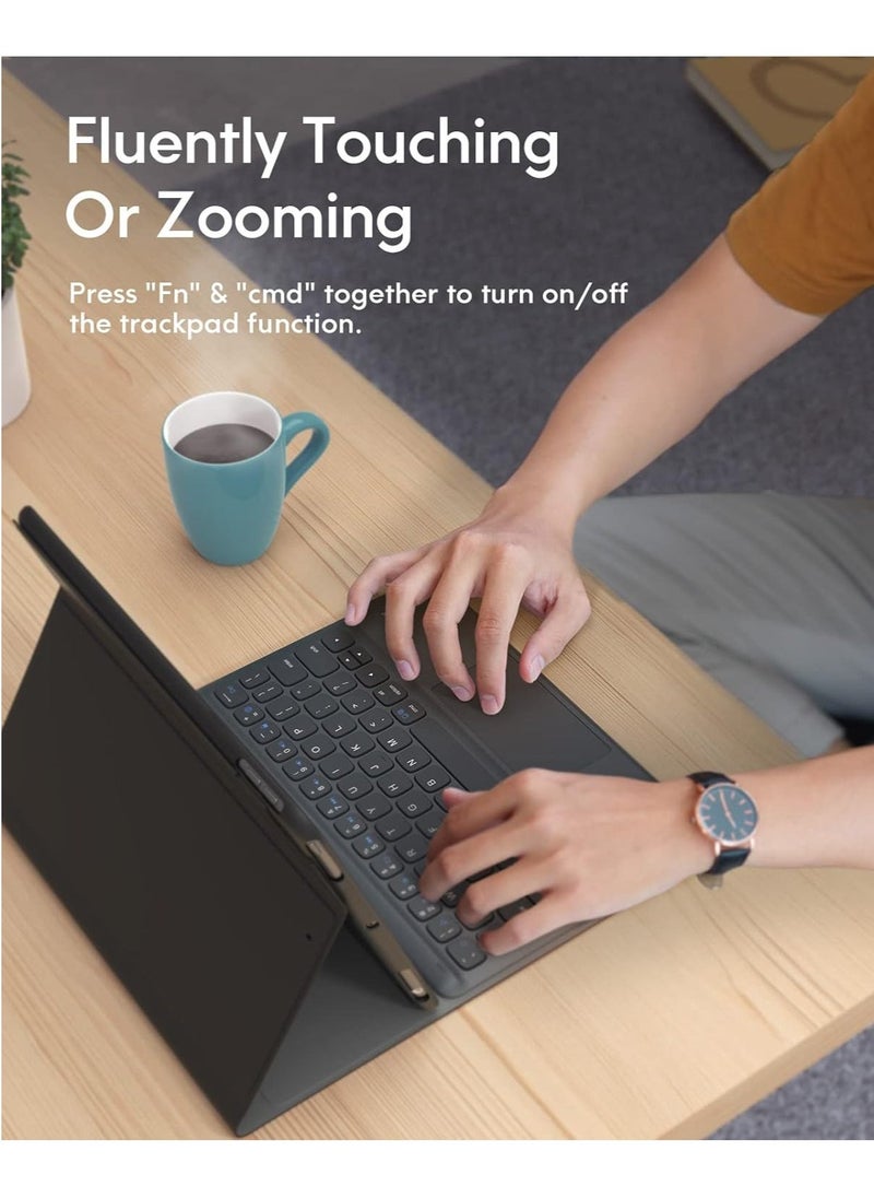 ELTRAZONE iPad Keyboard for 9th, 8th, & 7th Generation – Wireless Detachable Keyboard with Smart Trackpad, Flip Stand Case, Pencil Holder, Compatible with 10.2 Inch iPad – Black - Image 3