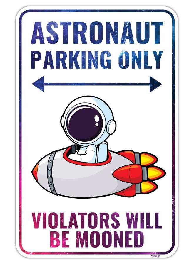 Venicor Astronaut Space Sign Decor - 9 x 14 Inches - Aluminum - Space Gifts for Boys Girls Decorations Stickers Poster Tapestry Stuff - Image 1