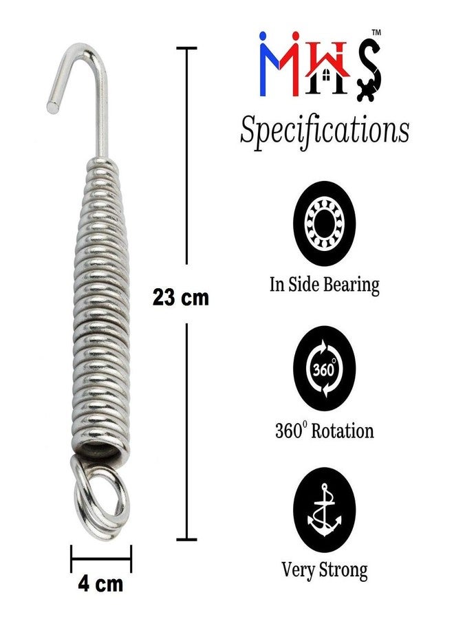MHS Alloy Steel Heavy Duty Zula Bearing Spring with Hooks & Links | 360° Rotating Hammock & Porch Swing Spring | 150kg Capacity | Multiple Finishes & Pack Options (Silver Finish, Spring Kit of 4 pcs) - Image 2