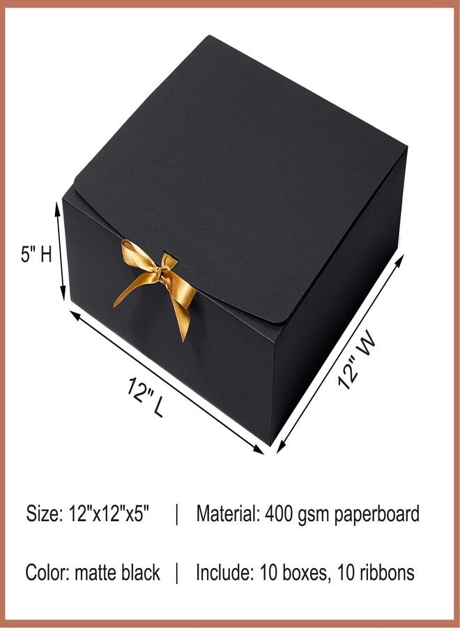 Mcfleet Black Gift Boxes with Lids 12x12x5 Inches 10 Pack Groomsmen Proposal Boxes Cardboard Gift Box for Presents, Craft Boxes for Christmas, Wedding, Graduation, Holiday, Birthday Gift Packaging - Image 2