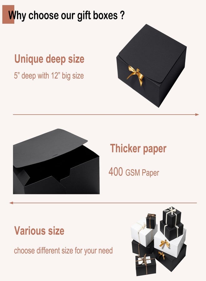 Mcfleet Black Gift Boxes with Lids 12x12x5 Inches 10 Pack Groomsmen Proposal Boxes Cardboard Gift Box for Presents, Craft Boxes for Christmas, Wedding, Graduation, Holiday, Birthday Gift Packaging - Image 3