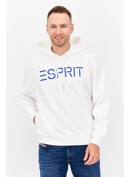 ESPRIT Men Hooded Long Sleeves Brand Logo Sweatshirt, White  - Image 1