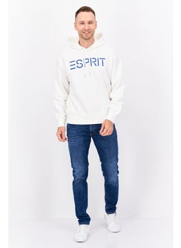 ESPRIT Men Hooded Long Sleeves Brand Logo Sweatshirt, White  - Image 2