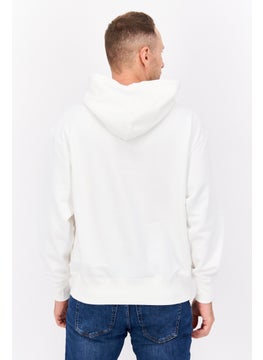 ESPRIT Men Hooded Long Sleeves Brand Logo Sweatshirt, White  - Image 4