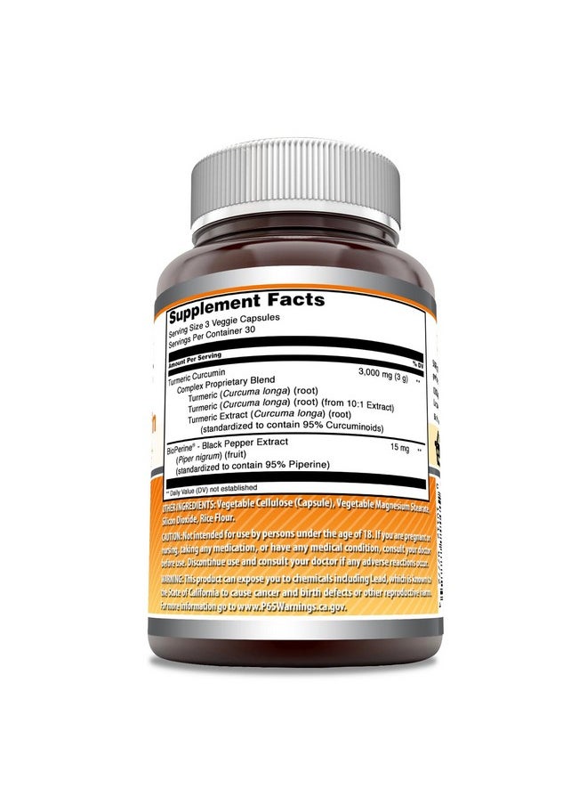 Amazing Nutrition - Amazing Formulas Turmeric Curcumin with Bioperine 3000 mg Per Serving | 90 Veggie Capsules Supplement | Non-GMO | Gluten Free | Made in USA - Image 1