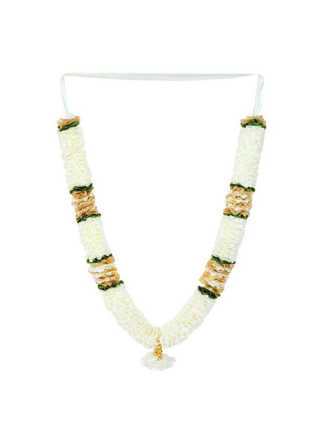 Aditri Creation Mala Artificial Flowers Ribbon Garland Haar Large Mala for Idol for God, Pooja Sringar Articles Ornament for Multipurpose Indian Traditional Cultural Festival Decoration (Size:-20")(White) - Image 1