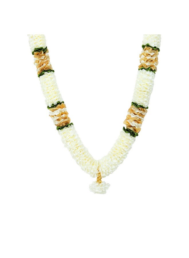 Aditri Creation Mala Artificial Flowers Ribbon Garland Haar Large Mala for Idol for God, Pooja Sringar Articles Ornament for Multipurpose Indian Traditional Cultural Festival Decoration (Size:-20")(White) - Image 3