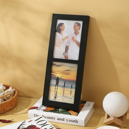 UMICAL 4x6 2-Opening Collage Picture Frame with Shatter-Resistant Glass & Black Wood 6x4 2 Photo Frames for 4x6 Inch Pictures Display Made for Tabletop Stand and Wall Mounting - Image 2