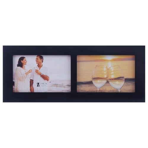 UMICAL 4x6 2-Opening Collage Picture Frame with Shatter-Resistant Glass & Black Wood 6x4 2 Photo Frames for 4x6 Inch Pictures Display Made for Tabletop Stand and Wall Mounting - Image 1