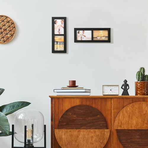 UMICAL 4x6 2-Opening Collage Picture Frame with Shatter-Resistant Glass & Black Wood 6x4 2 Photo Frames for 4x6 Inch Pictures Display Made for Tabletop Stand and Wall Mounting - Image 3