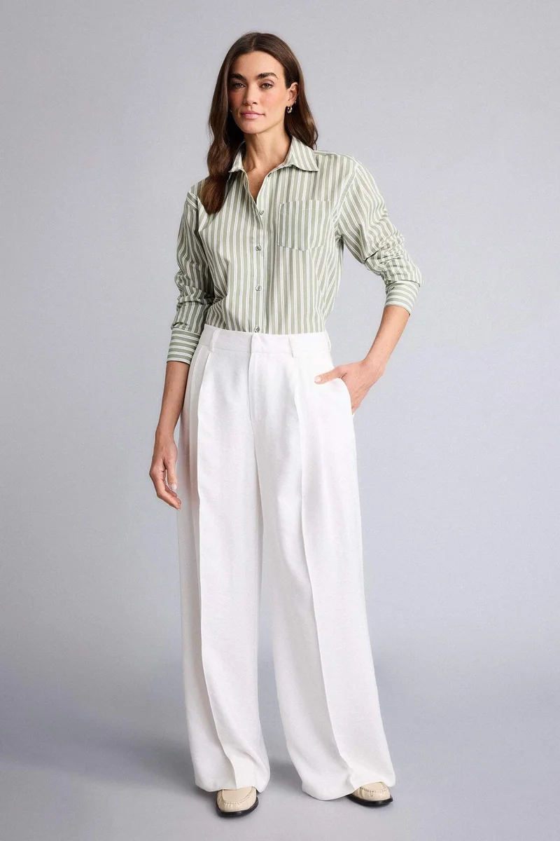 Defacto Shirt Collar Striped Poplin Oversize Shirt