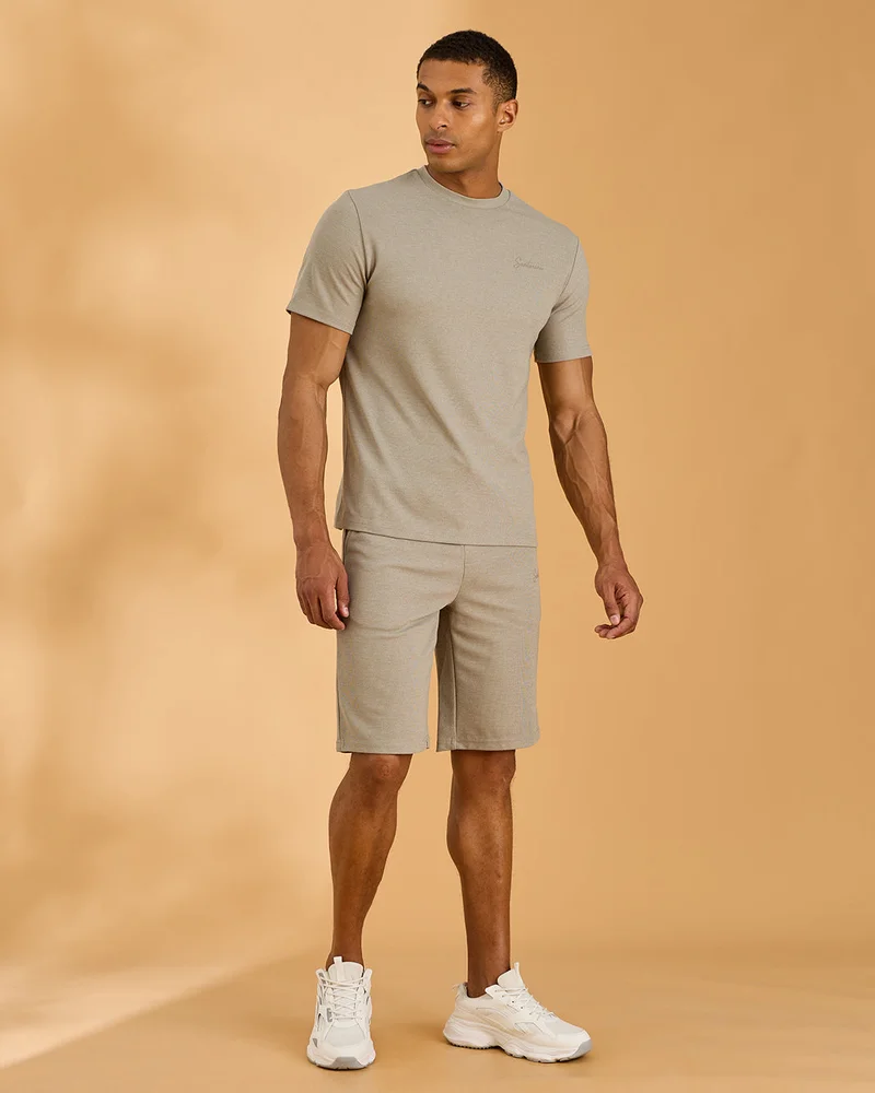 ردتاغ Men Beige Jacquard Pyjama Set
