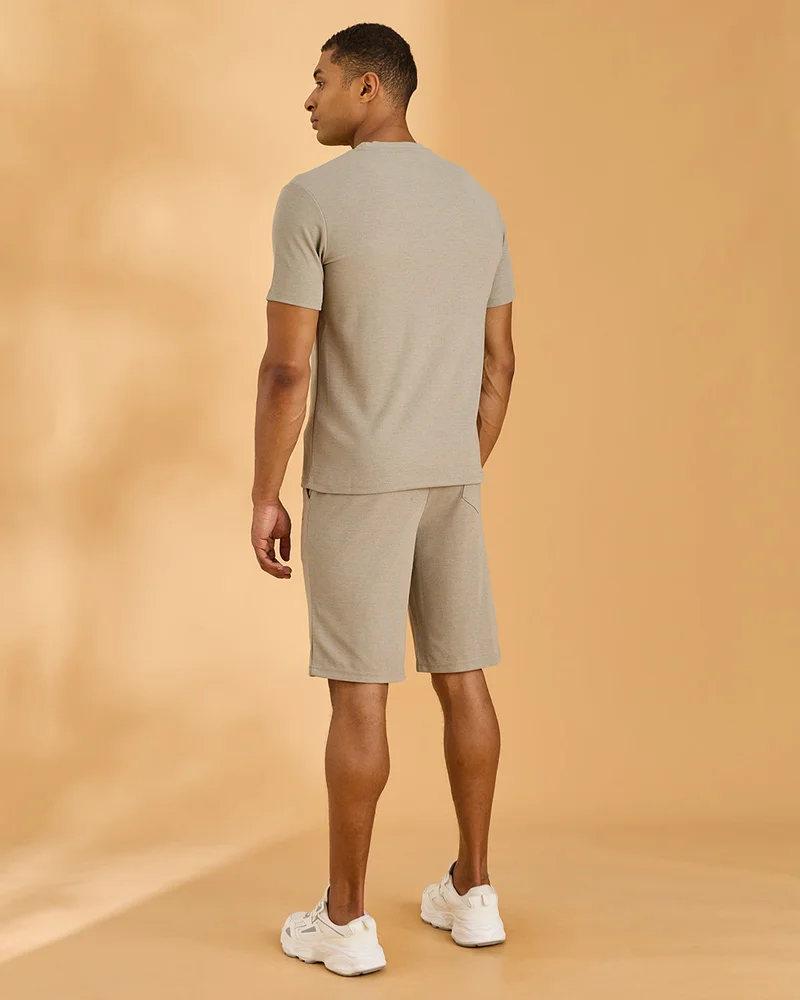 ردتاغ Men Beige Jacquard Pyjama Set