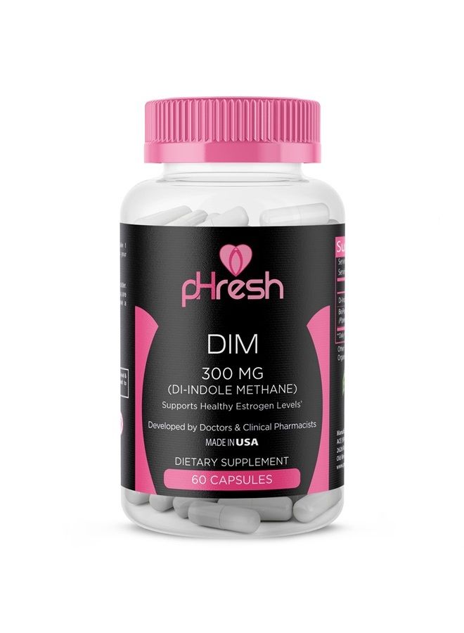 ACE NUTRITION pHresh DIM Supplement - Women Estrogen Balance Support 300 mg - Gluten-Free Diindolylmethane with Bioperine - Estrogen Supplement for Women and Men - non-GMO Hormonal Acne Supplements, Made in the USA  - Image 1