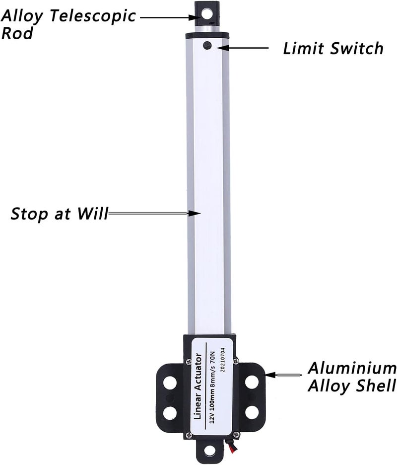 Mini Linear Actuator, 12V Input Voltage, 100mm Electric Linear Actuator, Low Noise, Short Circuit, Small Linear Actuator, for Home Appliances - Image 1