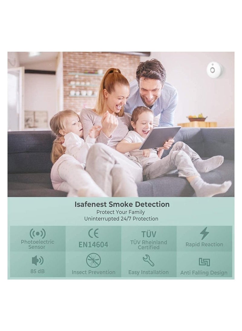 Captaintech Smoke Alarm Battery Operated Detector with 10 Years Life 5 Photoelectric Fire Alarms for Home LED Indicator Silence Button - Image 2