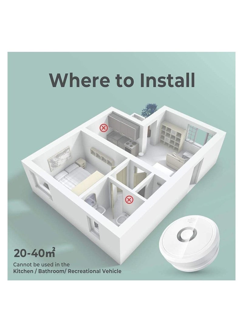 Captaintech Smoke Alarm Battery Operated Detector with 10 Years Life 5 Photoelectric Fire Alarms for Home LED Indicator Silence Button - Image 5