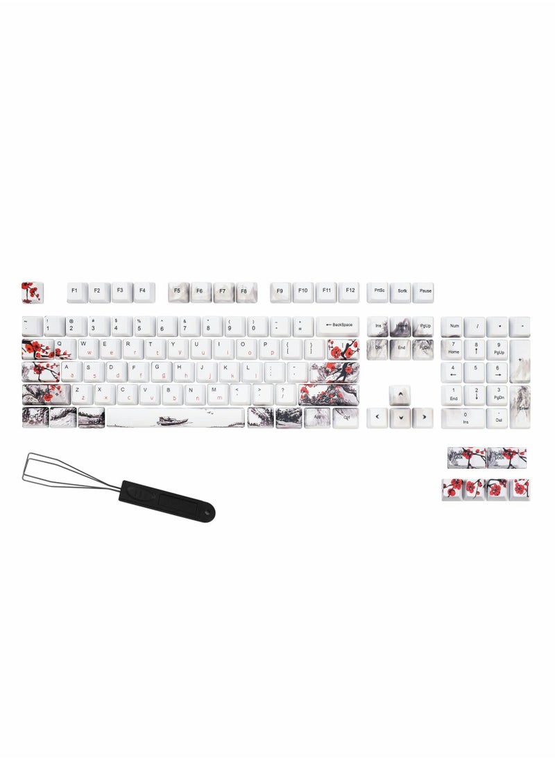 Rubber Keycaps Set, 110 Keys PBT Keycap, Anti-Slip Texture Dye-Sublimation Plum Blossom Cherry Profile Key Cap, DIY Mechanical Keyboard Keycap Set for Mechanical Keyboard - Image 2