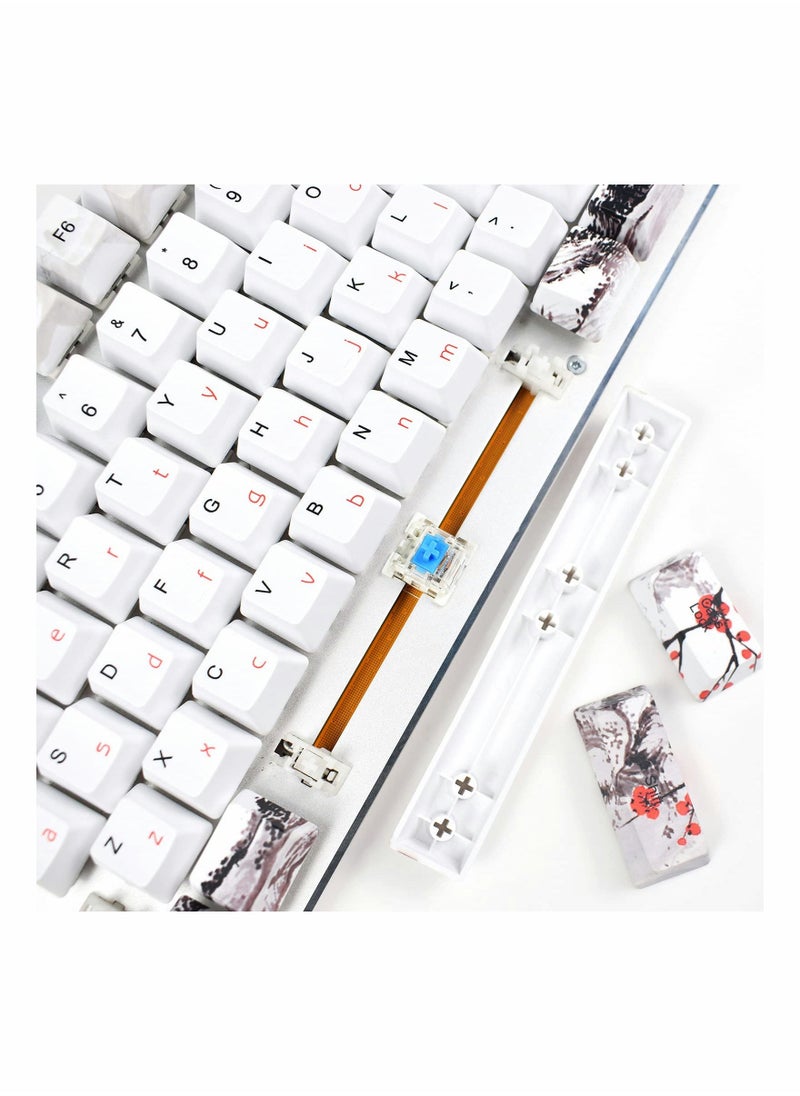 Rubber Keycaps Set, 110 Keys PBT Keycap, Anti-Slip Texture Dye-Sublimation Plum Blossom Cherry Profile Key Cap, DIY Mechanical Keyboard Keycap Set for Mechanical Keyboard - Image 3