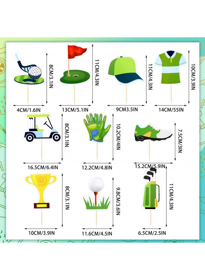 Glenmal Glenmal 100 Pcs Golf Cupcake Toppers Golf Shoe Bag Ball Lawn Cart Cupcake Picks Golf Cake Topper Golf Cake Decorations for Sports Golf Themed Party Decorations Baby Shower Birthday Wedding Supplies - Image 2