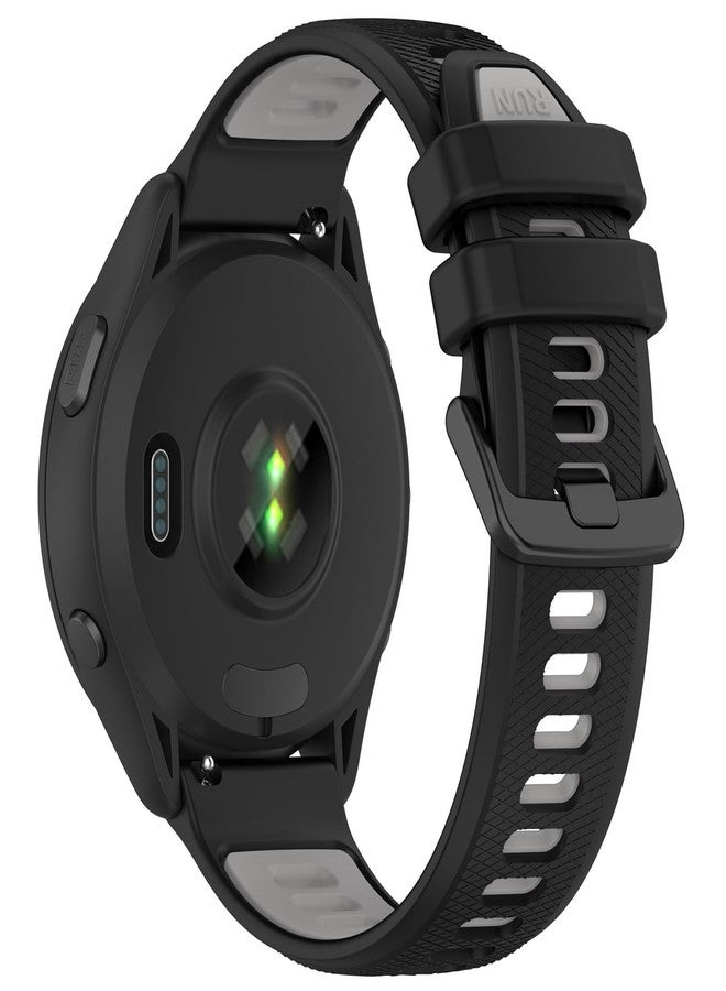 أساور مقاومة للماء متوافقة مع سوار ساعة Garmin Forerunner 265 / سوار ساعة Garmin Forerunner 255، سوار معصم رياضي كلاسيكي ناعم بديل (أسود رمادي) - Image 1