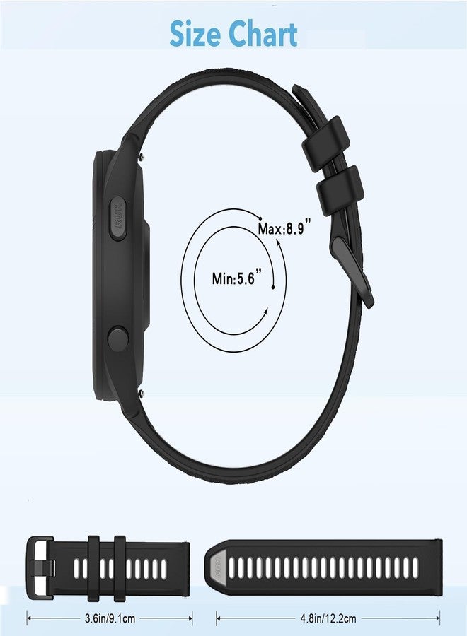 أساور مقاومة للماء متوافقة مع سوار ساعة Garmin Forerunner 265 / سوار ساعة Garmin Forerunner 255، سوار معصم رياضي كلاسيكي ناعم بديل (أسود رمادي) - Image 5