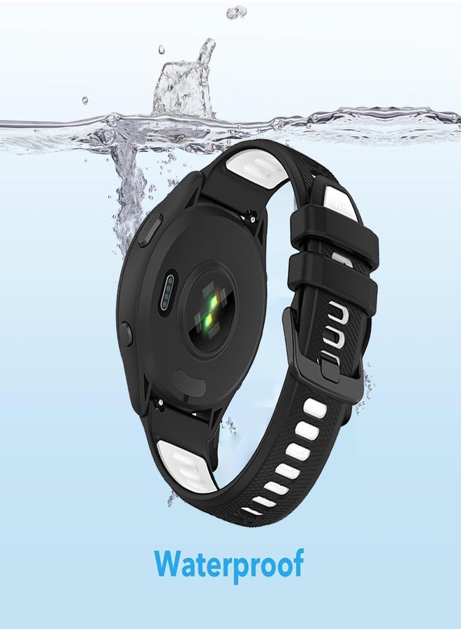 أساور مقاومة للماء متوافقة مع سوار ساعة Garmin Forerunner 265 / سوار ساعة Garmin Forerunner 255، سوار معصم رياضي كلاسيكي ناعم بديل (أسود رمادي) - Image 2