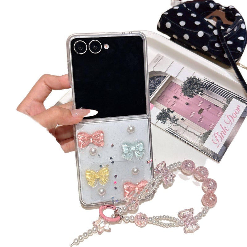 TPU Protective Case for Samsung Galaxy Z Flip 5 with Drop Protection and Bow Design plus Shockproof plus Resin Finish in Colorful - Image 1