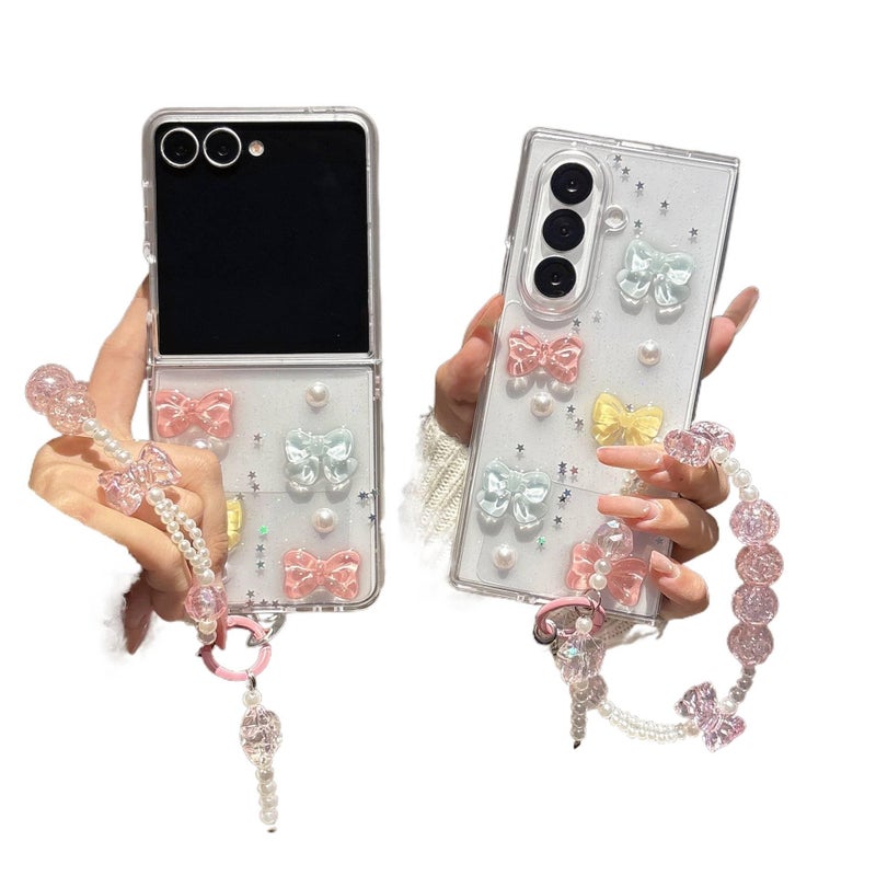 TPU Protective Case for Samsung Galaxy Z Flip 5 with Drop Protection and Bow Design plus Shockproof plus Resin Finish in Colorful - Image 2