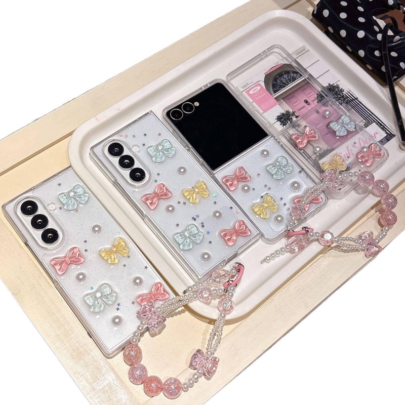 TPU Protective Case for Samsung Galaxy Z Flip 5 with Drop Protection and Bow Design plus Shockproof plus Resin Finish in Colorful - Image 4