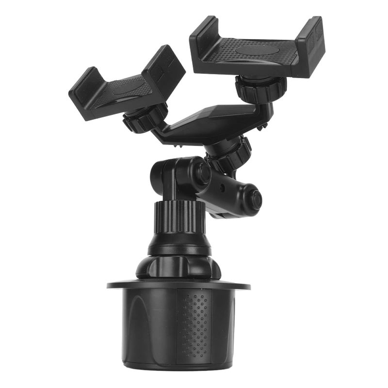 Dual Cup Holder Phone Mount Adjustable Base Fits 2 Phones 360 Rotation Stable Grip - Image 2