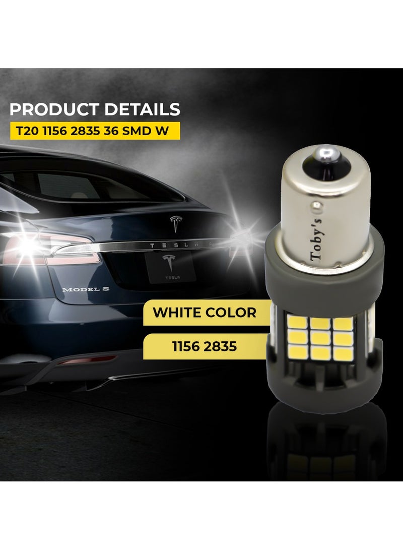 توبيز مصابيح Toby's Super Bright Power T20 1156 36SMD LED مع استبدال رقاقة 2835 لأضواء الفرامل الخلفية (أبيض) - Image 4