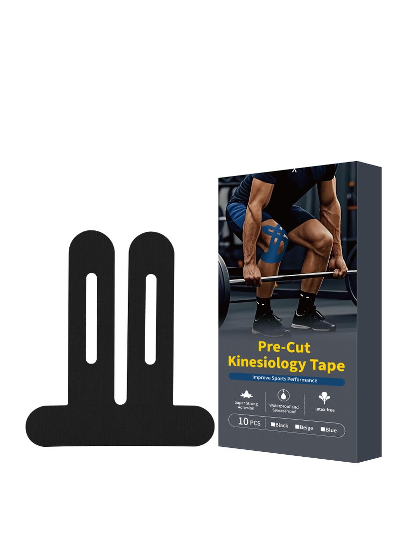 10 Pcs Precut Kinesiology Tape for Knee Stability & Pain Relief, Waterproof Athletic Sports Tape - Breathable, Elastic, Hypoallergenic for Men & Women - Image 1