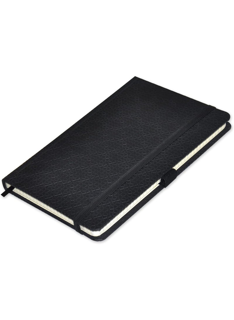 FIS® Executive Notebook, Size 13x21CM, 96 Sheets 5MM Square With Elastic PU Window Black Design 4 -FSNBEX5M1321BK4 - Image 1