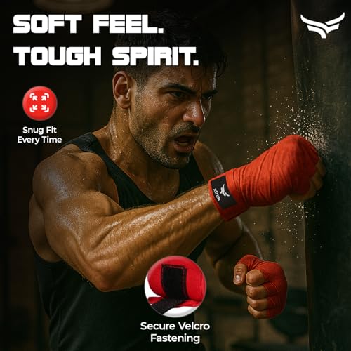 Xtrim Boxing Hand Wraps for Men & Women, Set of 2, 5cm x 2.5m, Polyester Cotton Blend, Wrist Support for MMA, Boxing, Muay Thai, Kickboxing, Velcro Closure, Training Accessories (Red) - Image 5