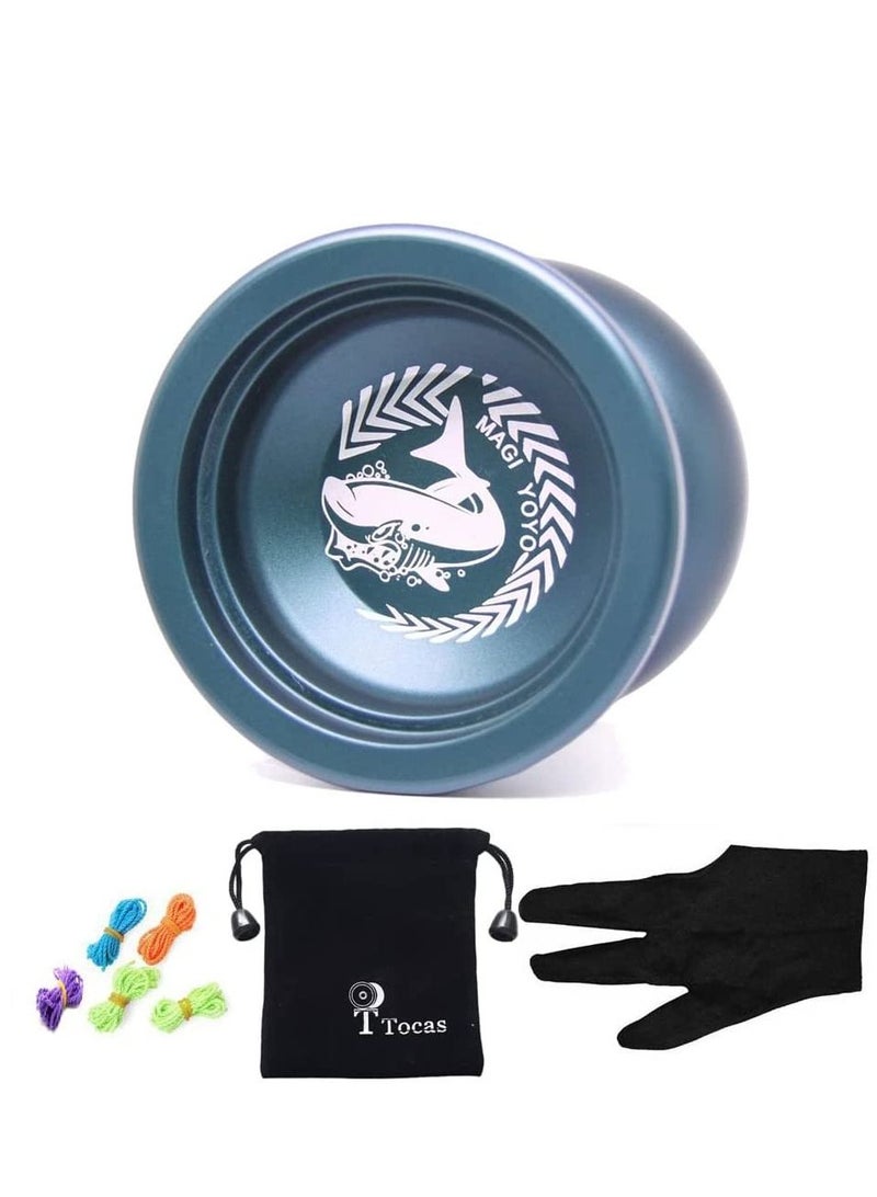 SYOSI YOYO Pro Unresponsive Yoyos N12 Shark Honor Magic Yoyo Metal Yo-yos Professional Yo Yo, Dark Blue - Image 1