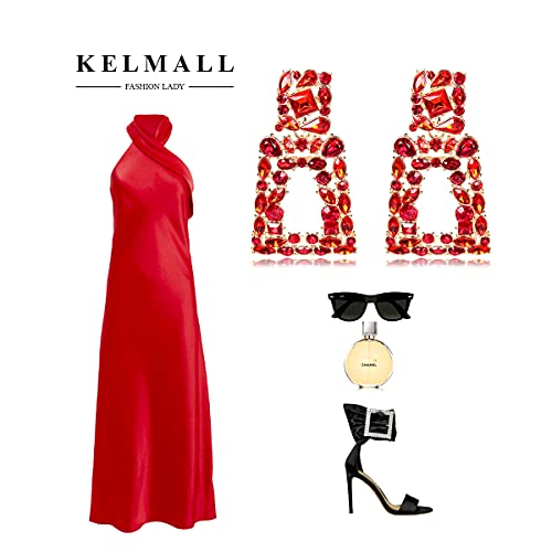 KELMALL Chunky Geometric Rhinestone Dangle Earrings for Women – Bold Rectangle Statement Drop Earrings, Gift-Boxed Fashion Jewelry - Image 3