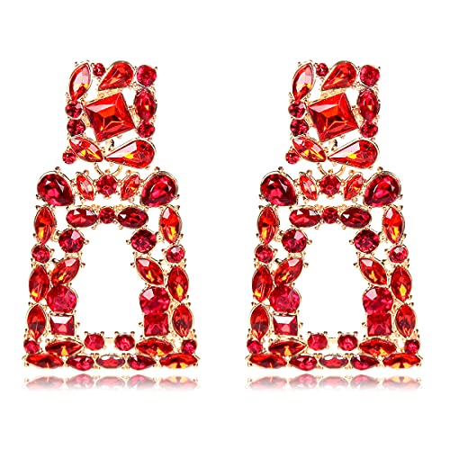 KELMALL Chunky Geometric Rhinestone Dangle Earrings for Women – Bold Rectangle Statement Drop Earrings, Gift-Boxed Fashion Jewelry - Image 1