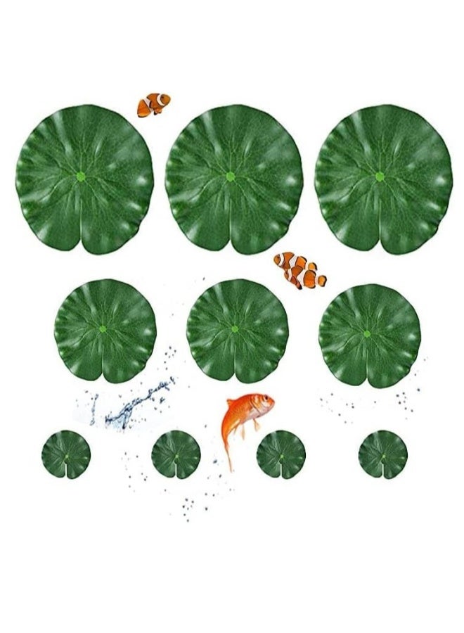 Generic 10 Pcs Artificial Lotus Leaves Floating Lotus Leaves, Floating Lily Pads Plastic Foam Water Lily Foliage for Koi Fish Pool Aquarium Crafts Decoration Green  - Image 1