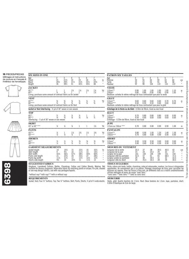 New Look Sewing Pattern Size A (2-3-4-5-6-7)