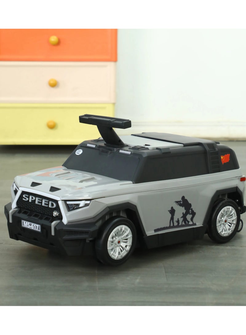 صندوق العاب حقيبة سفر كبيرة للأطفال مزودة بأربع عجلات ومساحة تخزين كبيرة وسيارة دفع بلاستيكية للأطفال مزودة بمقبض وحقيبة منزلقة وسيارة ألعاب للأطفال - Image 1