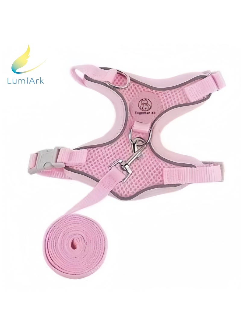 LumiArk Summer Pink Cat Leash Vest Chest Carrier Set Cat Leash for Small and Medium Dogs Pet Supplies  - Image 1
