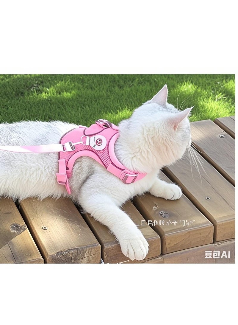 LumiArk Summer Pink Cat Leash Vest Chest Carrier Set Cat Leash for Small and Medium Dogs Pet Supplies  - Image 3